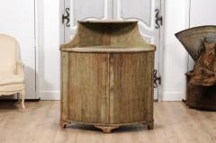 18th Century Gustavian Period Swedish Painted Corner Buffet with Reeded Doors - 3564611