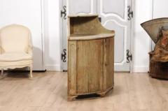 18th Century Gustavian Period Swedish Painted Corner Buffet with Reeded Doors - 3564615