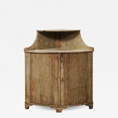 18th Century Gustavian Period Swedish Painted Corner Buffet with Reeded Doors - 3571530