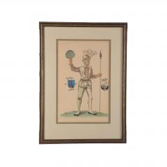 18th Century Hand Colored Engraving of Renaissance Soldier Probably German - 4145841