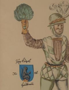 18th Century Hand Colored Engraving of Renaissance Soldier Probably German - 4145843