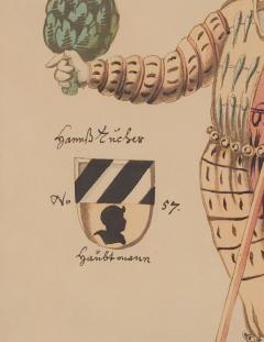 18th Century Hand Colored Engraving of Renaissance Soldier Probably German - 4145855