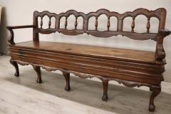 18th Century Italian Antique Louis XV Bench in Solid Walnut Wood - 3962377