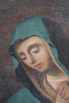 18th Century Italian Antique Oil on Canvas Painting Sorrowful Mary - 2201645