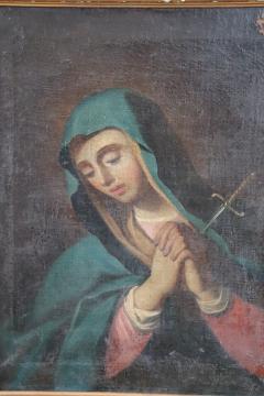 18th Century Italian Antique Oil on Canvas Painting Sorrowful Mary - 2201647