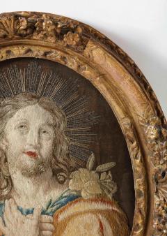 18th Century Italian Embroidered Panel of Holy Jesus Christ in Original Frame - 2267483