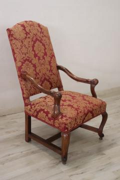 18th Century Italian Louis XIV Solid Walnut Antique Armchair - 3685668