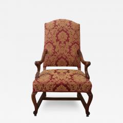 18th Century Italian Louis XIV Solid Walnut Antique Armchair - 3688889