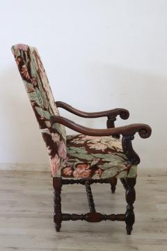 18th Century Italian Louis XIV Solid Walnut Antique Armchair - 4292244