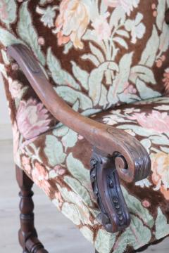 18th Century Italian Louis XIV Solid Walnut Antique Armchair - 4292245