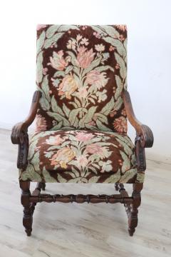 18th Century Italian Louis XIV Solid Walnut Antique Armchair - 4292246