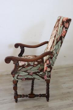 18th Century Italian Louis XIV Solid Walnut Antique Armchair - 4292248