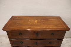 18th Century Italian Louis XV Inlaid Walnut Antique Chest of Drawers - 4040663