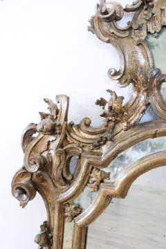 18th Century Italian Louis XV Period Carved and Gilded Wood Large Wall Mirror - 2636636