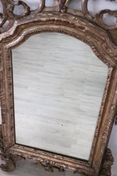 18th Century Italian Louis XVI Carved Wood and Mecca Antique Wall Mirror - 3122158