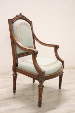 18th Century Italian Louis XVI Solid Walnut Armchair - 3376516