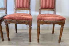 18th Century Italian Louis XVI Solid Walnut Set of Four Antique Chairs - 3376578