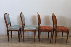 18th Century Italian Louis XVI Solid Walnut Set of Four Antique Chairs - 3376585