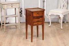 18th Century Italian Walnut Bedside Table with Single Drawer and Tambour Door - 3592541