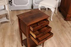 18th Century Italian Walnut Bedside Table with Three Drawers and Tapering Legs - 3595936