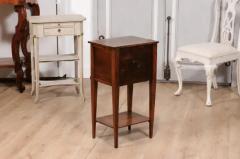 18th Century Italian Walnut Bedside Table with Three Drawers and Tapering Legs - 3595940