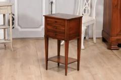 18th Century Italian Walnut Bedside Table with Three Drawers and Tapering Legs - 3595974