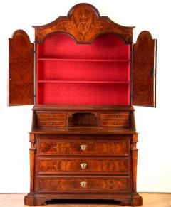 18th Century Italian Walnut Parquetry Important Bureau Cabinet Trumeaux - 1511875