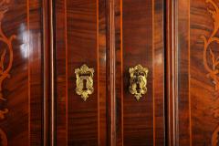18th Century Italian Walnut Parquetry Important Bureau Cabinet Trumeaux - 1984862