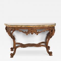 18th Century Italian Walnut Rococo Console with Marble Top - 4751045