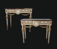 18th Century Louis XVI Polychrome and Gilded Faux Marble Top Consoles - 3656329