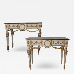 18th Century Louis XVI Polychrome and Gilded Faux Marble Top Consoles - 3658482