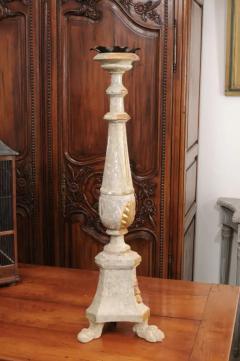 18th Century Painted and Gilt Candlestick from Tuscany with Acanthus Leaves - 3461758