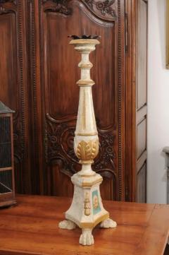 18th Century Painted and Gilt Candlestick from Tuscany with Acanthus Leaves - 3461762