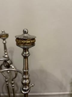 18th Century Polished Steel Fireplace Tools on Stand - 2361425