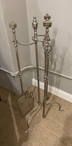 18th Century Polished Steel Fireplace Tools on Stand - 2361446