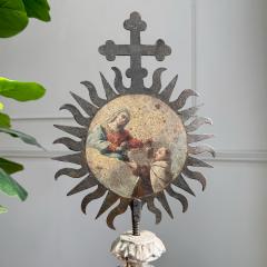 18th Century Processional Sunburst Mounted on a Baroque Silver Gilt Altar Vase - 4092940