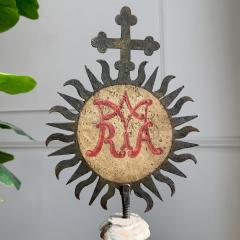 18th Century Processional Sunburst Mounted on a Baroque Silver Gilt Altar Vase - 4092951