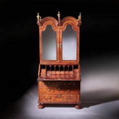 18th Century Queen Anne Burr Walnut Double Dome Bureau Bookcase - 3944166