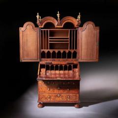 18th Century Queen Anne Burr Walnut Double Dome Bureau Bookcase - 3944167