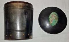 18th Century Scottish Horn and Polished Stone Tea Caddy - 1695581