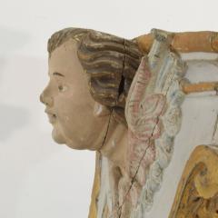 18th Century Spanish Baroque Carved Giltwood Altar Ornament with Angel Head - 4119506