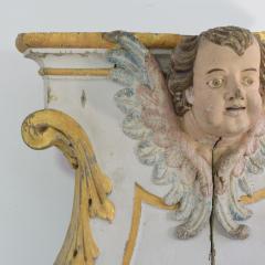 18th Century Spanish Baroque Carved Giltwood Altar Ornament with Angel Head - 4119519