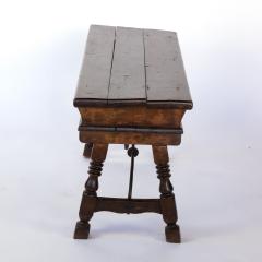18th Century Spanish Walnut Two drawer Low Trestle Table With Turned Legs - 1363685