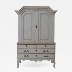 18th Century Swedish Baroque Period Linen Press Cabinet - 1762079