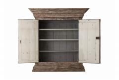 18th Century Swedish Baroque Period Rustic Carved And Painted Armoire Cabinet - 696842
