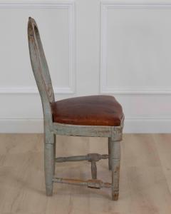18th Century Swedish Gustavian Chair with Original Paint and Leather Seat - 4737135