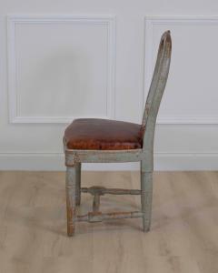 18th Century Swedish Gustavian Chair with Original Paint and Leather Seat - 4737156