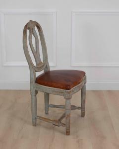 18th Century Swedish Gustavian Chair with Original Paint and Leather Seat - 4737157