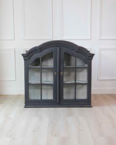 18th Century Swedish Gustavian Hanging Cupboard Glass Wood Painted - 4558081