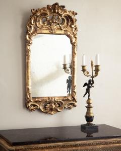 18th Century Swedish Rococo Gilt Wood Wall Mirror - 4825029